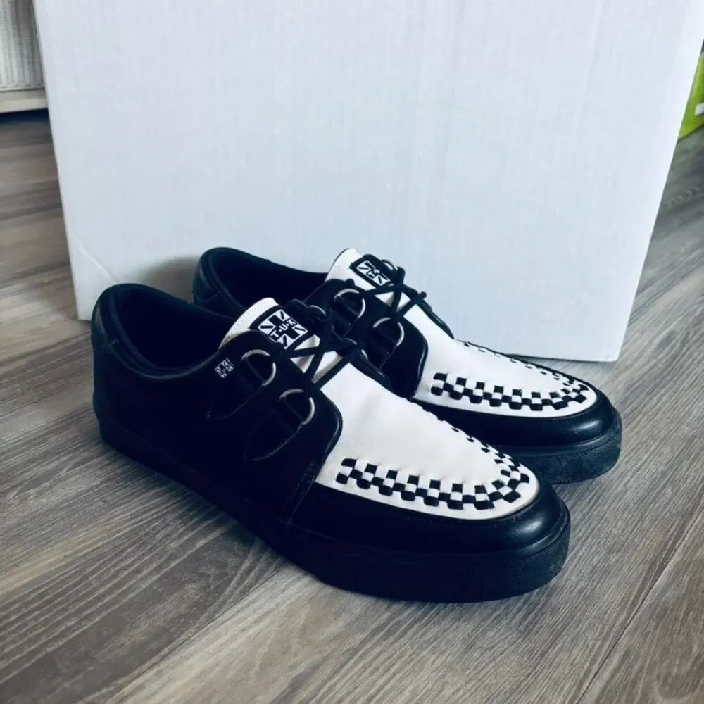 Tuk 12 Black Leather Creeper Sneaker White $90